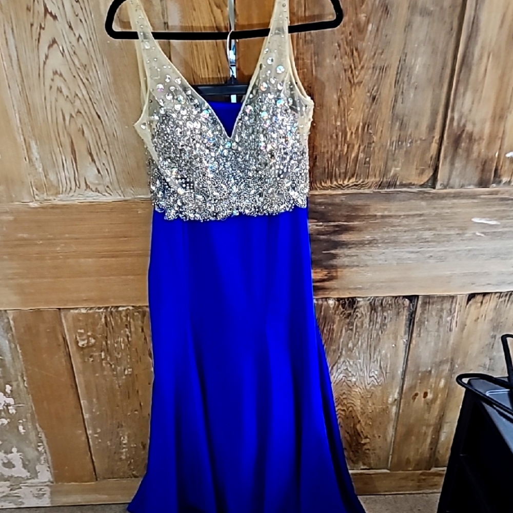 Elegant Blue and Silver Sequin Dress